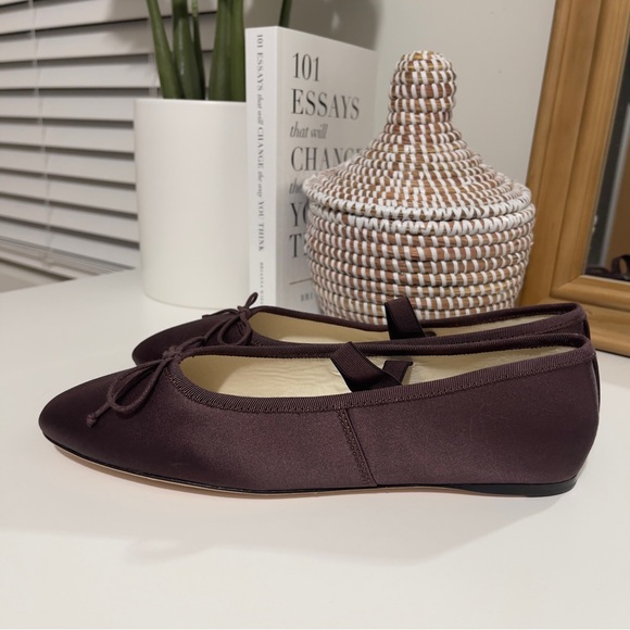 new LOEFFLER RANDALL Leonie satin bow ballet Mary Jane flats 7.5 brown - Picture 8 of 11